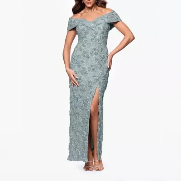 DJ-JAZ Off-Shoulder Lace Gown with Slit – Size 18 – Worn Once - Picture 1 of 15